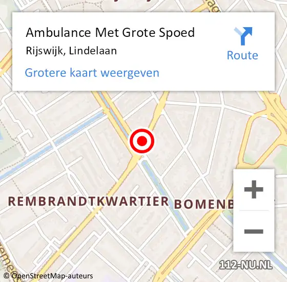 Locatie op kaart van de 112 melding: Ambulance Met Grote Spoed Naar Rijswijk, Lindelaan op 18 mei 2019 15:11