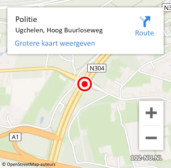 Locatie op kaart van de 112 melding: Politie Ugchelen, Hoog Buurloseweg op 18 mei 2019 17:53