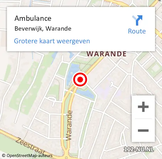 Locatie op kaart van de 112 melding: Ambulance Beverwijk, Warande op 18 mei 2019 18:53