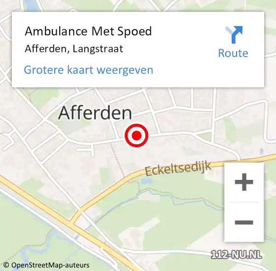 Locatie op kaart van de 112 melding: Ambulance Met Spoed Naar Afferden, Langstraat op 18 mei 2019 19:27