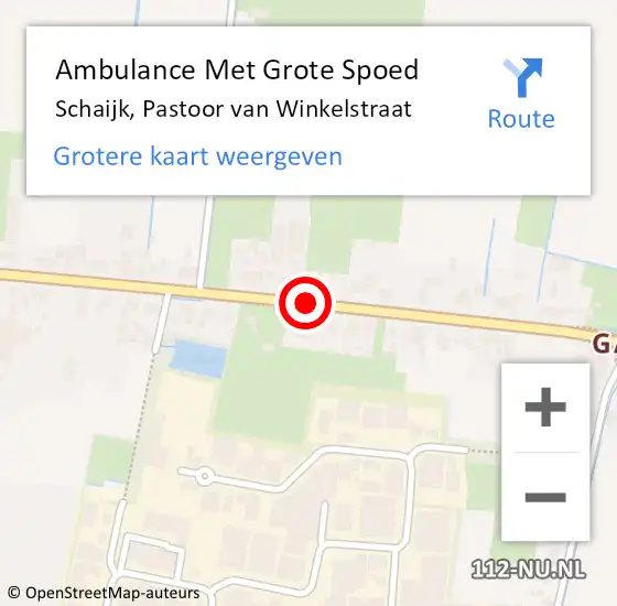 Locatie op kaart van de 112 melding: Ambulance Met Grote Spoed Naar Schaijk, Pastoor van Winkelstraat op 18 mei 2019 20:22