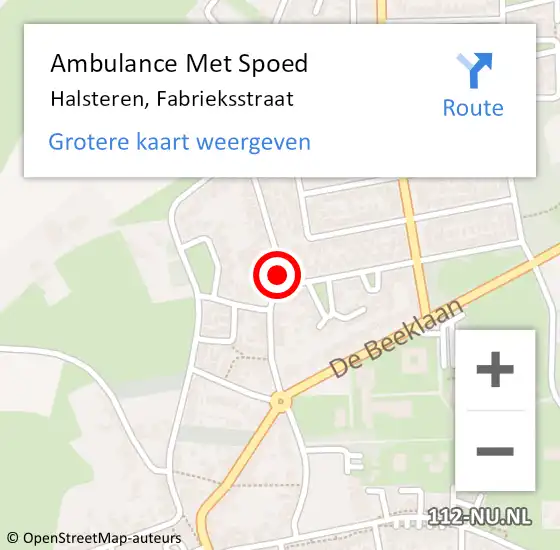 Locatie op kaart van de 112 melding: Ambulance Met Spoed Naar Halsteren, Fabrieksstraat op 18 mei 2019 22:00