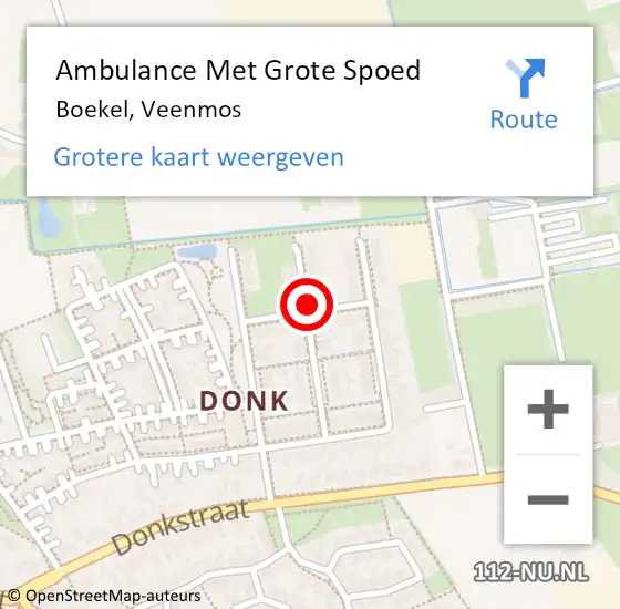 Locatie op kaart van de 112 melding: Ambulance Met Grote Spoed Naar Boekel, Veenmos op 18 mei 2019 22:50