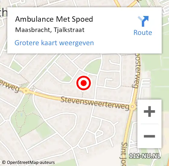 Locatie op kaart van de 112 melding: Ambulance Met Spoed Naar Maasbracht, Tjalkstraat op 19 mei 2019 00:14