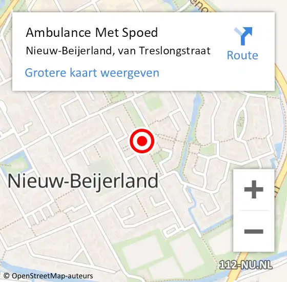 Locatie op kaart van de 112 melding: Ambulance Met Spoed Naar Nieuw-Beijerland, van Treslongstraat op 19 mei 2019 11:31