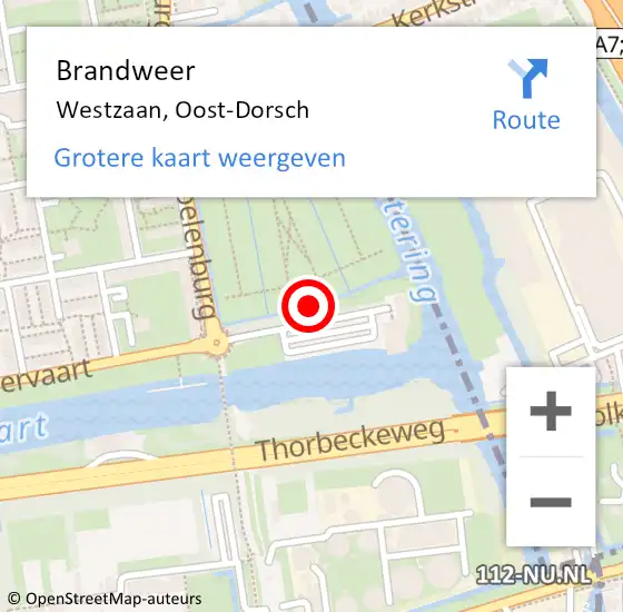 Locatie op kaart van de 112 melding: Brandweer Westzaan, Oost-Dorsch op 19 mei 2019 11:36