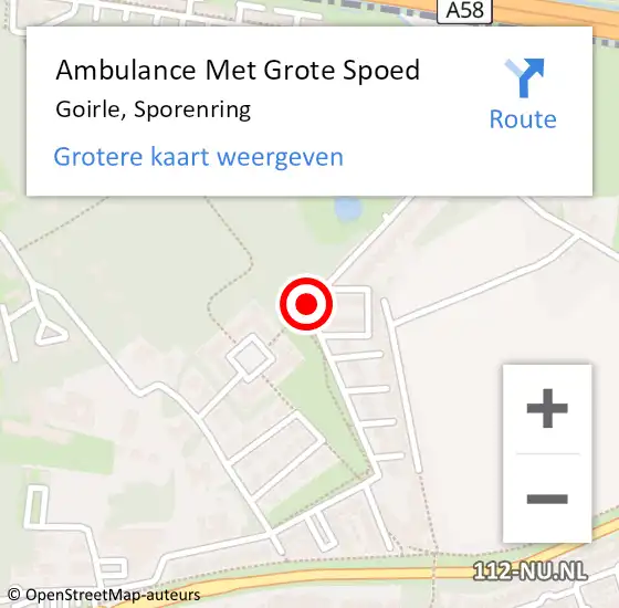 Locatie op kaart van de 112 melding: Ambulance Met Grote Spoed Naar Goirle, Sporenring op 19 mei 2019 15:00