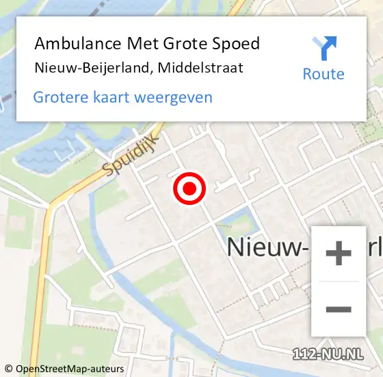 Locatie op kaart van de 112 melding: Ambulance Met Grote Spoed Naar Nieuw-Beijerland, Middelstraat op 19 mei 2019 15:08