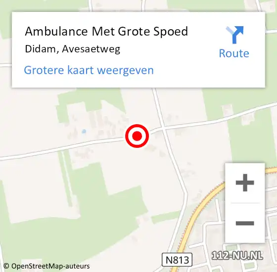 Locatie op kaart van de 112 melding: Ambulance Met Grote Spoed Naar Didam, Avesaetweg op 19 mei 2019 18:19