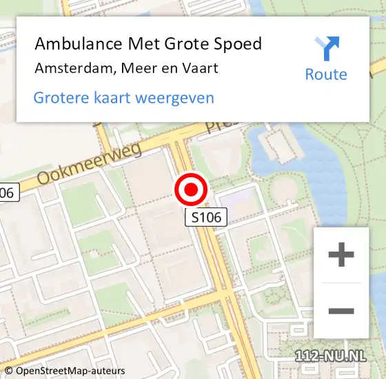 Locatie op kaart van de 112 melding: Ambulance Met Grote Spoed Naar Amsterdam, Meer en Vaart op 19 mei 2019 20:18