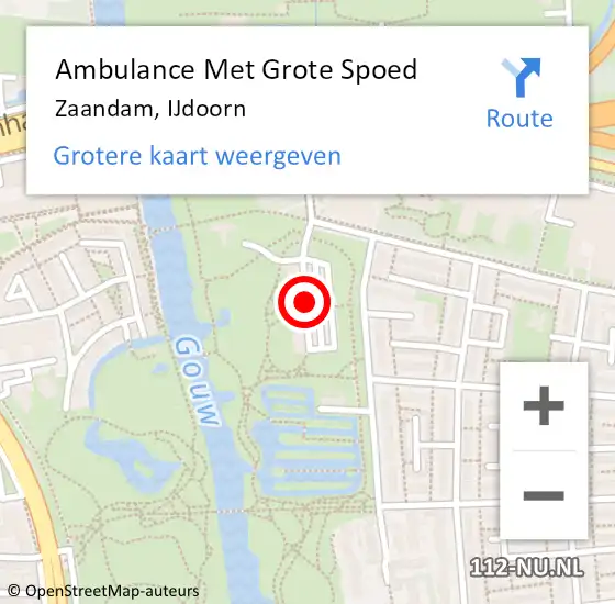 Locatie op kaart van de 112 melding: Ambulance Met Grote Spoed Naar Zaandam, IJdoorn op 19 mei 2019 23:10