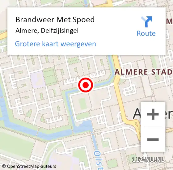 Locatie op kaart van de 112 melding: Brandweer Met Spoed Naar Almere, Delfzijlsingel op 19 mei 2019 23:45