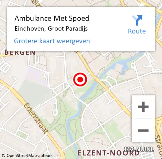 Locatie op kaart van de 112 melding: Ambulance Met Spoed Naar Eindhoven, Groot Paradijs op 20 mei 2019 01:06