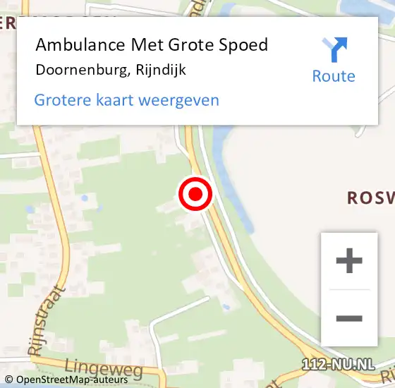 Locatie op kaart van de 112 melding: Ambulance Met Grote Spoed Naar Doornenburg, Rijndijk op 20 mei 2019 08:13