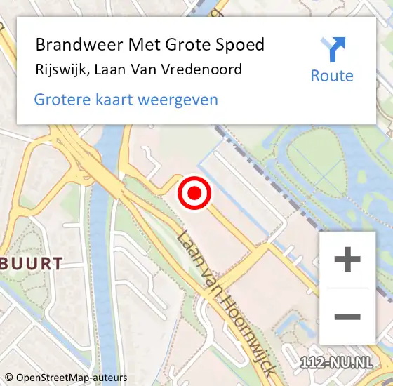 Locatie op kaart van de 112 melding: Brandweer Met Grote Spoed Naar Rijswijk, Laan Van Vredenoord op 20 mei 2019 08:31