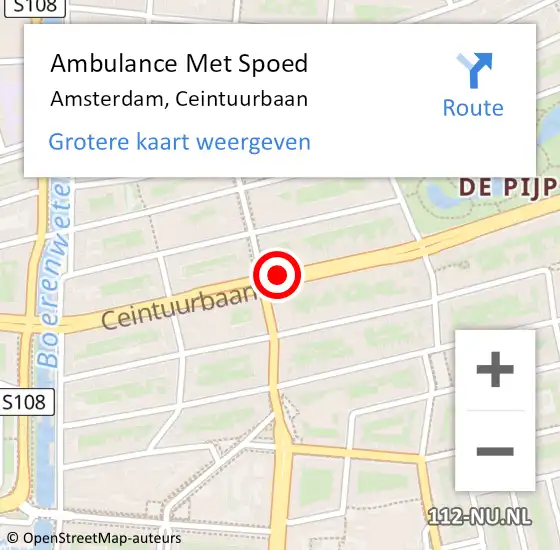 Locatie op kaart van de 112 melding: Ambulance Met Spoed Naar Amsterdam, Ceintuurbaan op 20 mei 2019 08:44