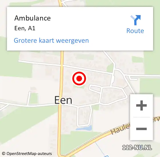 Locatie op kaart van de 112 melding: Ambulance Een, A1 op 20 mei 2019 10:01