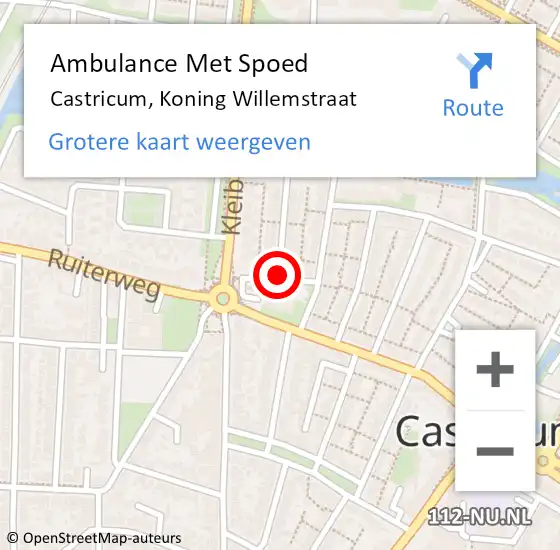 Locatie op kaart van de 112 melding: Ambulance Met Spoed Naar Castricum, Koning Willemstraat op 20 mei 2019 10:15