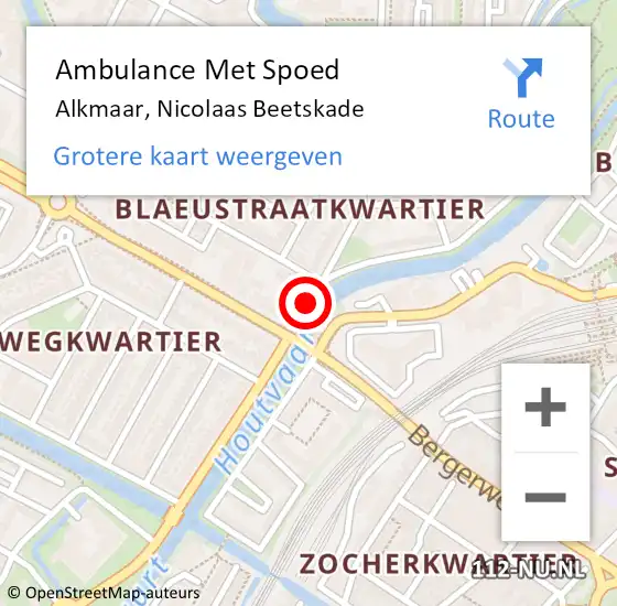 Locatie op kaart van de 112 melding: Ambulance Met Spoed Naar Alkmaar, Nicolaas Beetskade op 20 mei 2019 11:51