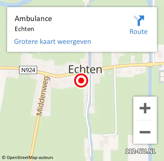 Locatie op kaart van de 112 melding: Ambulance Echten Fr op 20 mei 2019 15:24