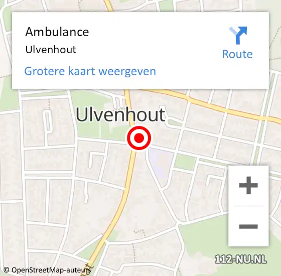 Locatie op kaart van de 112 melding: Ambulance Ulvenhout op 20 mei 2019 15:57