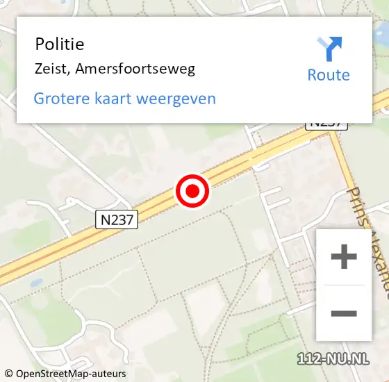 Locatie op kaart van de 112 melding: Politie Zeist, Amersfoortseweg op 21 mei 2019 07:58