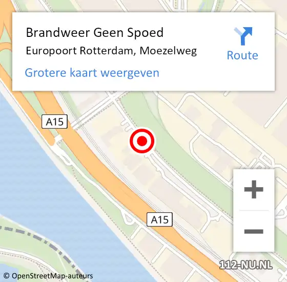 Locatie op kaart van de 112 melding: Brandweer Geen Spoed Naar Europoort Rotterdam, Moezelweg op 21 mei 2019 10:10