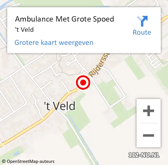 Locatie op kaart van de 112 melding: Ambulance Met Grote Spoed Naar 't Veld op 21 mei 2019 11:40
