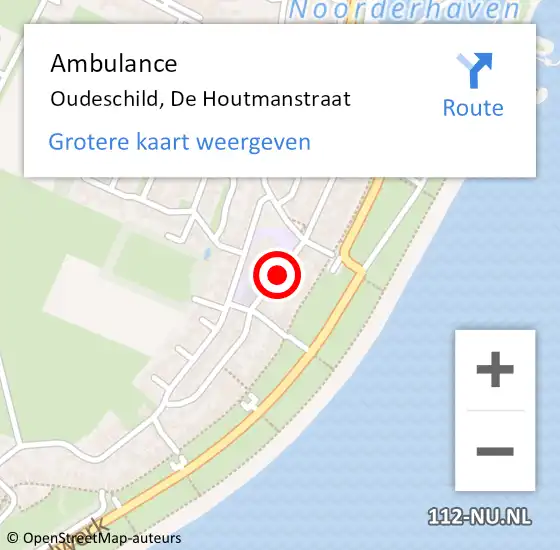 Locatie op kaart van de 112 melding: Ambulance Oudeschild, De Houtmanstraat op 21 mei 2019 12:17