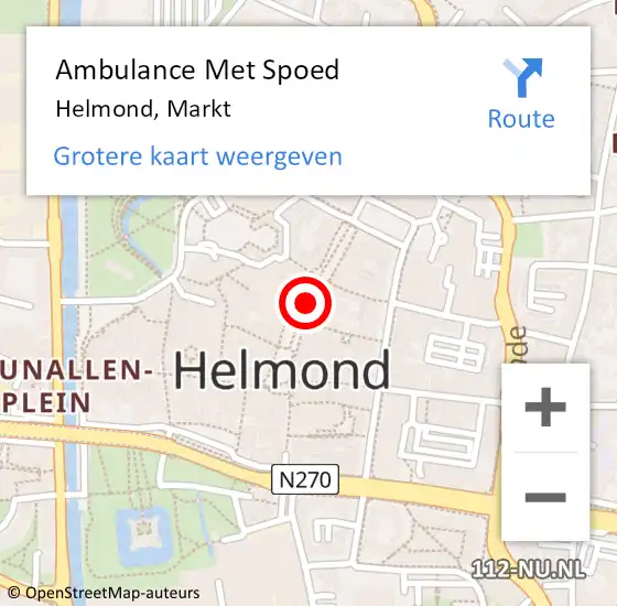 Locatie op kaart van de 112 melding: Ambulance Met Spoed Naar Helmond, Markt op 21 mei 2019 14:10