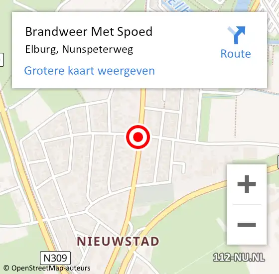 Locatie op kaart van de 112 melding: Brandweer Met Spoed Naar Elburg, Nunspeterweg op 21 mei 2019 20:32