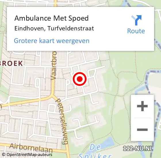 Locatie op kaart van de 112 melding: Ambulance Met Spoed Naar Eindhoven, Turfveldenstraat op 21 mei 2019 20:45