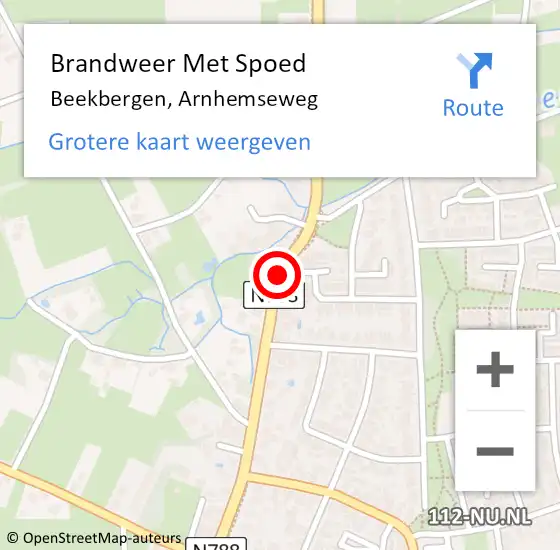 Locatie op kaart van de 112 melding: Brandweer Met Spoed Naar Beekbergen, Arnhemseweg op 21 mei 2019 23:36