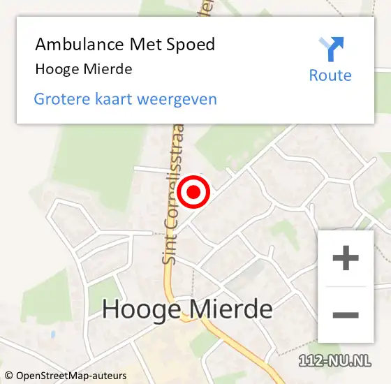 Locatie op kaart van de 112 melding: Ambulance Met Spoed Naar Hooge Mierde op 22 mei 2019 00:23