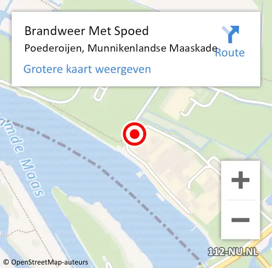 Locatie op kaart van de 112 melding: Brandweer Met Spoed Naar Poederoijen, Munnikenlandse Maaskade op 22 mei 2019 01:46