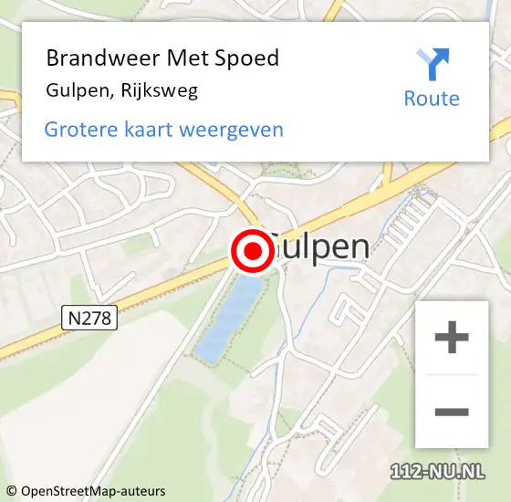 Locatie op kaart van de 112 melding: Brandweer Met Spoed Naar Gulpen, Rijksweg op 22 mei 2019 04:12