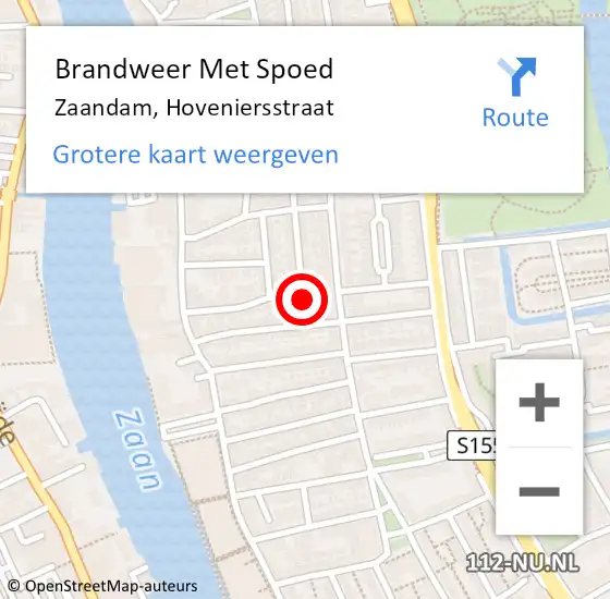 Locatie op kaart van de 112 melding: Brandweer Met Spoed Naar Zaandam, Hoveniersstraat op 22 mei 2019 06:48