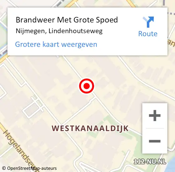 Locatie op kaart van de 112 melding: Brandweer Met Grote Spoed Naar Nijmegen, Lindenhoutseweg op 22 mei 2019 07:21