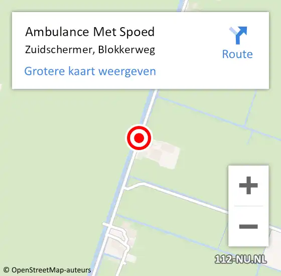 Locatie op kaart van de 112 melding: Ambulance Met Spoed Naar Zuidschermer, Blokkerweg op 22 mei 2019 08:29