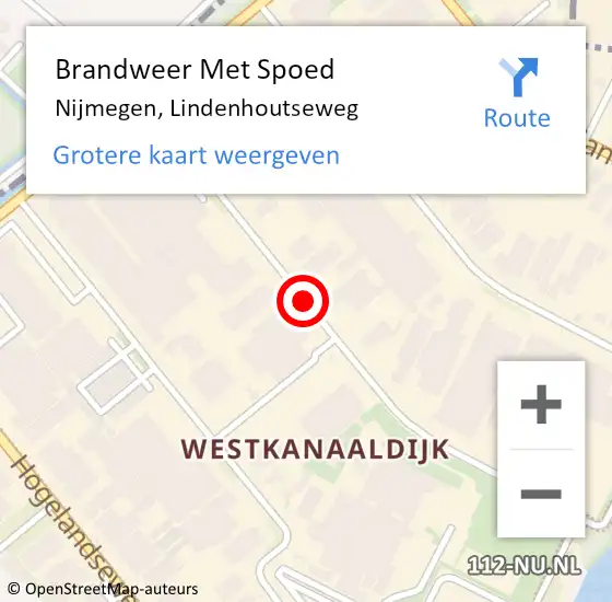 Locatie op kaart van de 112 melding: Brandweer Met Spoed Naar Nijmegen, Lindenhoutseweg op 22 mei 2019 08:33