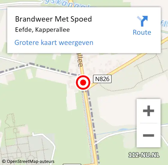 Locatie op kaart van de 112 melding: Brandweer Met Spoed Naar Eefde, Kapperallee op 22 mei 2019 08:34