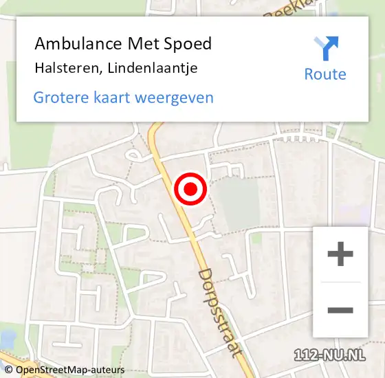 Locatie op kaart van de 112 melding: Ambulance Met Spoed Naar Halsteren, Lindenlaantje op 22 mei 2019 09:01