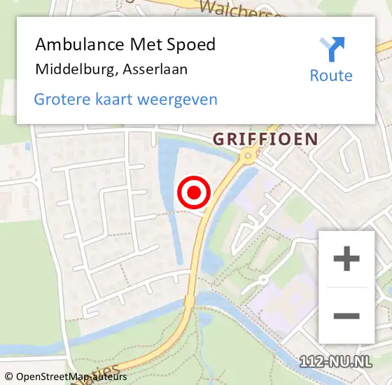 Locatie op kaart van de 112 melding: Ambulance Met Spoed Naar Middelburg, Asserlaan op 27 september 2013 11:44