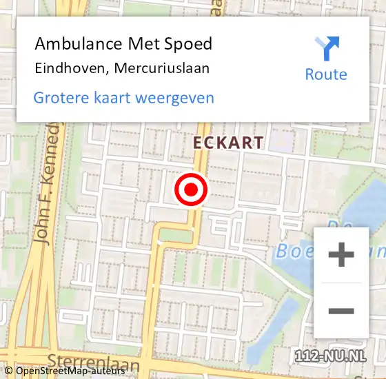 Locatie op kaart van de 112 melding: Ambulance Met Spoed Naar Eindhoven, Mercuriuslaan op 22 mei 2019 10:40