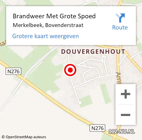 Locatie op kaart van de 112 melding: Brandweer Met Grote Spoed Naar Merkelbeek, Bovenderstraat op 22 mei 2019 10:43