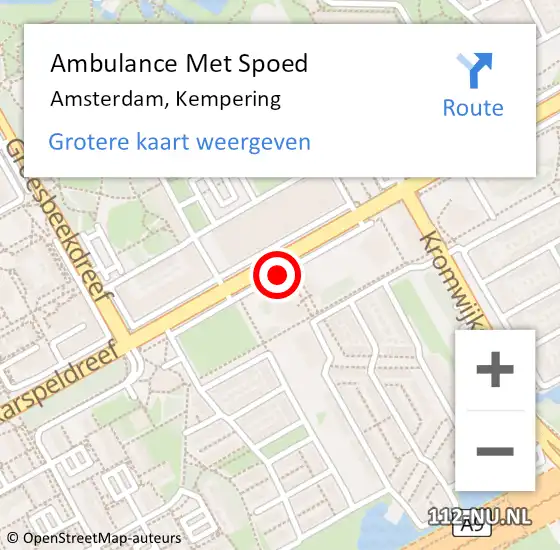 Locatie op kaart van de 112 melding: Ambulance Met Spoed Naar Amsterdam, Kempering op 22 mei 2019 12:22