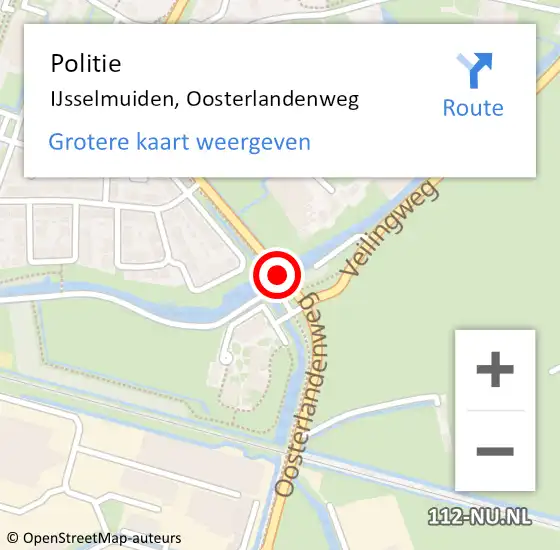 Locatie op kaart van de 112 melding: Politie IJsselmuiden, Oosterlandenweg op 22 mei 2019 12:57