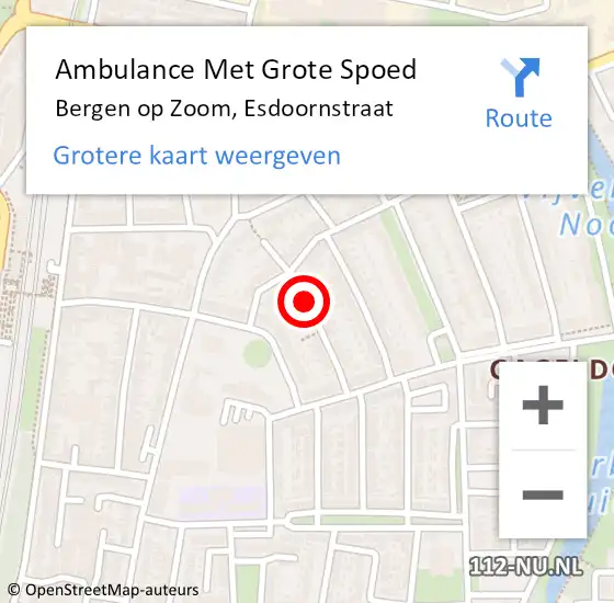 Locatie op kaart van de 112 melding: Ambulance Met Grote Spoed Naar Bergen op Zoom, Esdoornstraat op 22 mei 2019 13:02