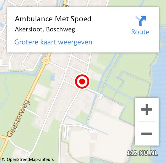 Locatie op kaart van de 112 melding: Ambulance Met Spoed Naar Akersloot, Boschweg op 22 mei 2019 13:46