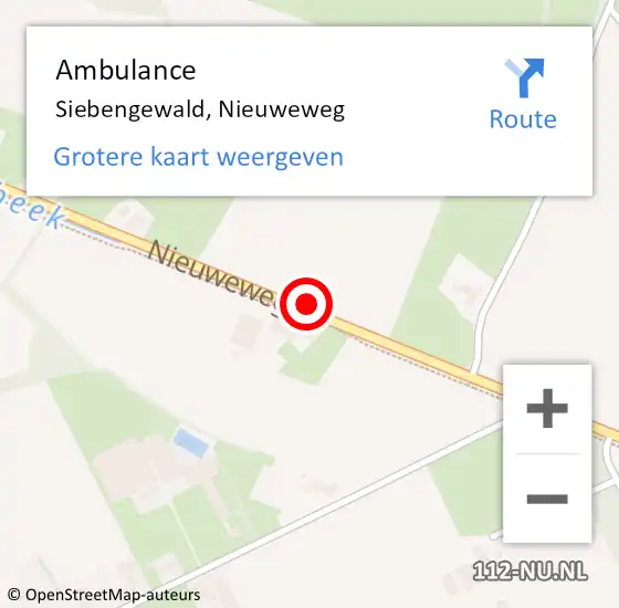 Locatie op kaart van de 112 melding: Ambulance Siebengewald, Nieuweweg op 22 mei 2019 13:48